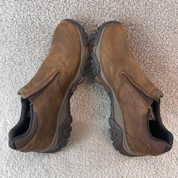 Merrell Jungle Moc Mens 13 Brown Leather Slip On Hiking Outdoor Vibram Shoes - Picture 8 of 9
